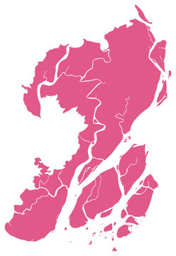 Outline District Map Of Patuakhali With Thana Vector Map of Bangladesh