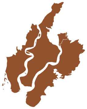 Outline Vector Map of Barguna with Thana Bangladesh