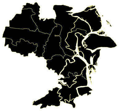 Vector Map of Barishal District With Thana Bangladesh