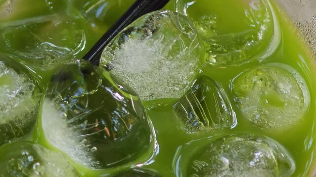 Iced pure matcha, refreshing drink.