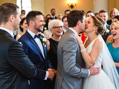Church Wedding Kiss