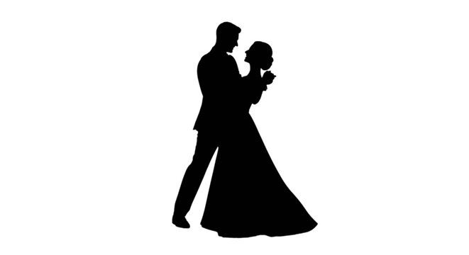elegant couple dancing in ballroom silhouette romantic evening celebration