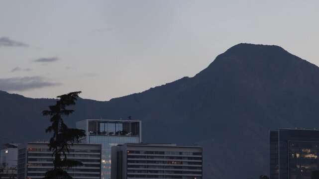 manquehue Hill Las Condes Santiago Chile Mountain Skyline City View Andes Landscape Urban Nature Sunset Timelapse