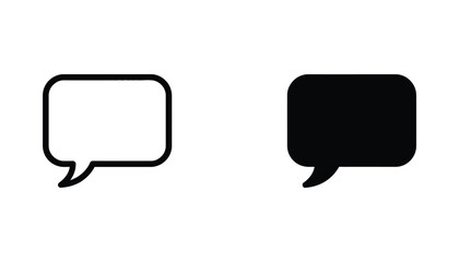Naklejka premium Simple rectangular speech bubble icon in linear and solid black vector graphic for communication