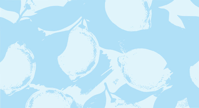 Abstract Citrus Fruit Pattern on Light Blue Background