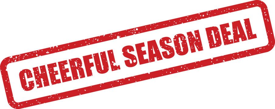 Distressed red rubber stamp effect showing CHEERFUL SEASON DEAL text, ideal for promotional offers
