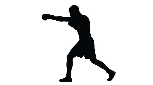Professional boxer throwing a powerful jab in this vector graphic illustration on white background