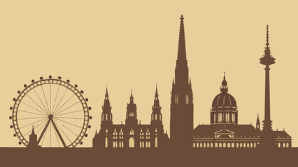 Obraz premium Vienna Skyline Silhouette | St. Stephen's Cathedral Vector Wall Art