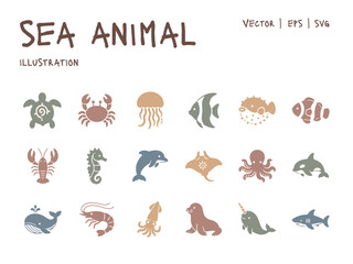 Sea animal icon set vector illustration © OOO