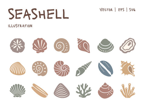 Seashell icon set vector illustration