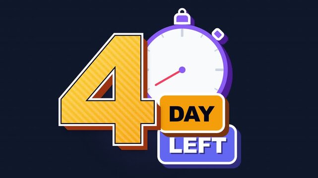 4 Days Left Countdown Graphic with Stopwatch for Sales Limited Offers and Marketing Campaign Deadlines
