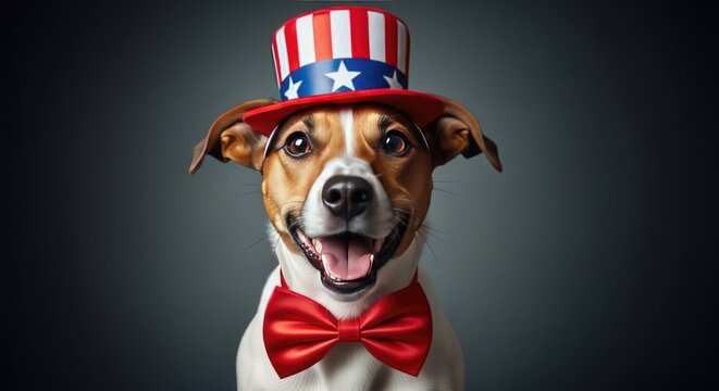 Patriotic pup celebrating independence day with an adorable dog in festive attire