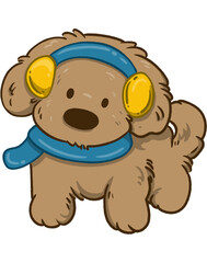Obraz premium Cute Dog Wearing Scarf and Ear Muffs