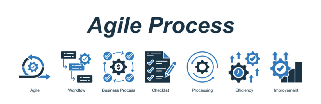 Agile Process banner web icon vector illustration concept with an icon of Agile, Workflow, Business Process, Checklist, Processing, Efficiency, Improvement 