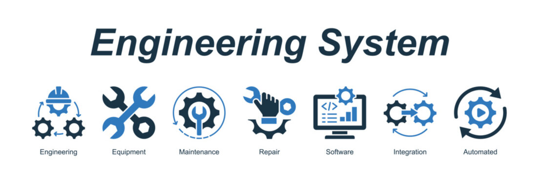Engineering System banner web icon vector illustration concept with an icon of Engineering, Equipment, Maintenance, Repair, Software, Integration, Automated 