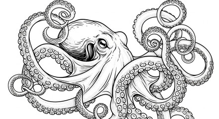 hand drawn vector illustration of an octopus © Yayat