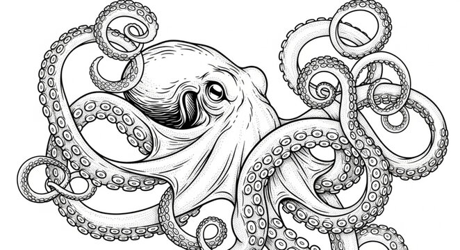 hand drawn vector illustration of an octopus