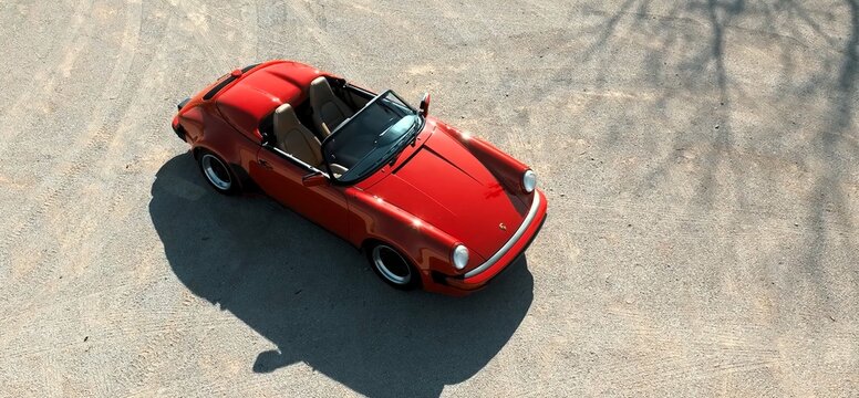 1988 Porsche 911 Speedster, Legend, red retro sports car.