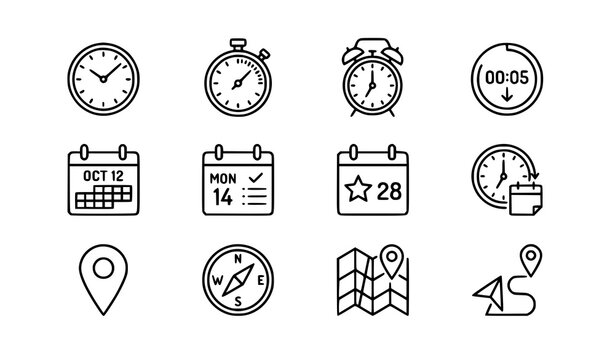 Globe and Planet Line Icons Set &ndash; Editable Stroke Outline Vector 64x64