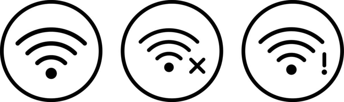 Set of wifi signal status icons