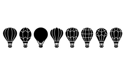 Hot air balloon icon set vector with simple silhouette travel balloons isolated © MSTSUFIA