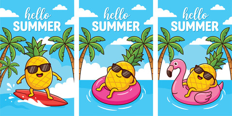 Summer Vibes with Pineapple and Flamingo – Bright and Fun Tropical Greetings with Sunny Beach Themes. © Creative Studio 