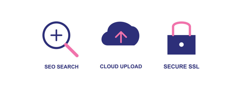 Seo search cloud upload secure ssl icons