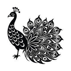 Fototapeta premium Decorative Peacock Silhouette, Elegant Bird Vector Illustration