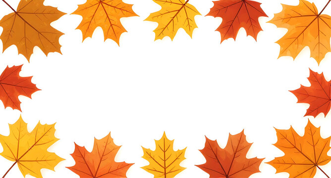 maple, leaf, border, vibrant, autumn, fall, foliage, frame, seasonal, leaves, red, orange, nature, decorative, design, vector, simple