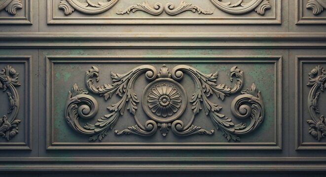 Intricate Ornate Decorative Metal Panel with Floral Motifs.