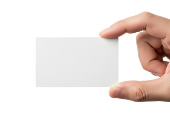 Obraz premium Hand holding a blank business card against a plain background isolated on white background
