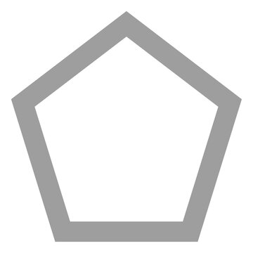 Gray pentagon shape outline isolated on a white background. Minimal geometric design for abstract and graphic applications.