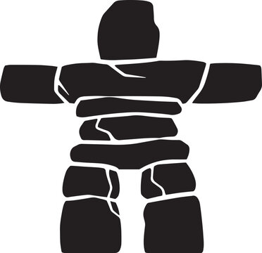 Inukshuk Stone Landmark Silhouette Vector Illustration