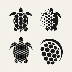 Fototapeta premium Turtle Silhouettes with Hexagonal Patterns and Abstract Designs