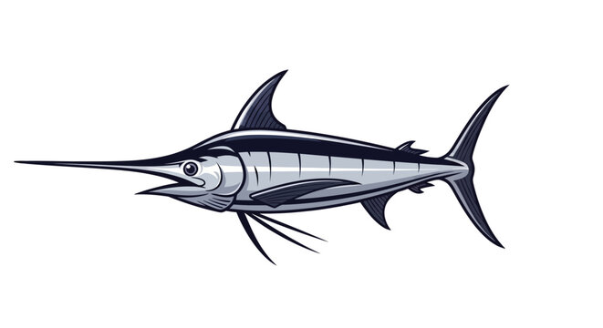 A detailed illustration of a swordfish, a large predatory marine fish known for its long, pointed bill and powerful body.