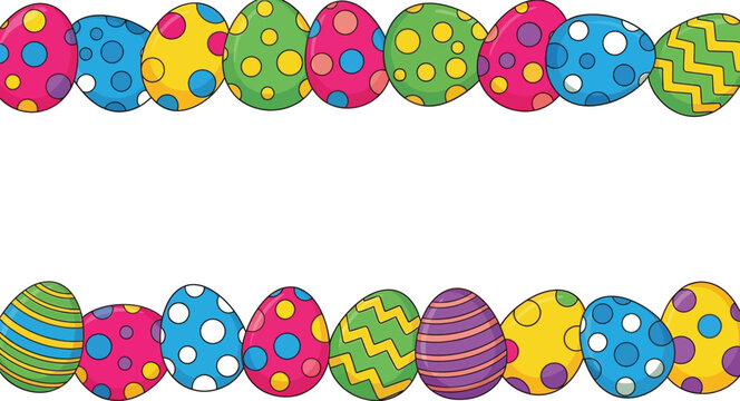 Colorful easter eggs in various patterns and designs for decoration