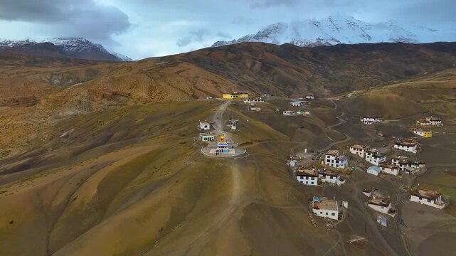 Komic village drone view, world&rsquo;s highest village in Spiti Valley India
Aerial view of Komic village in Spiti Valley Himachal Pradesh
Drone shot of Komic, highest motorable village in the world