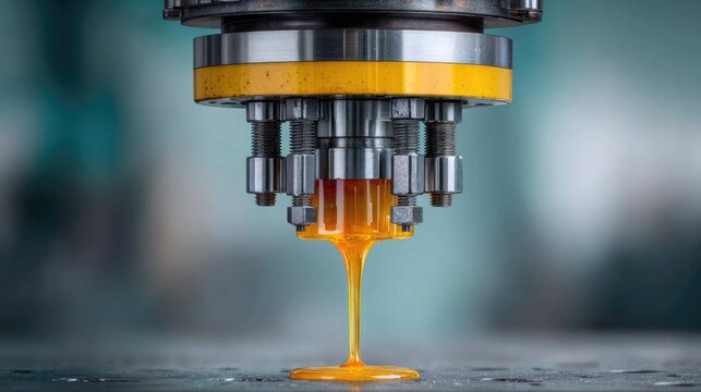 Precision machinery pouring liquid material in industrial setting showcasing hydraulic engineering techniques and processes