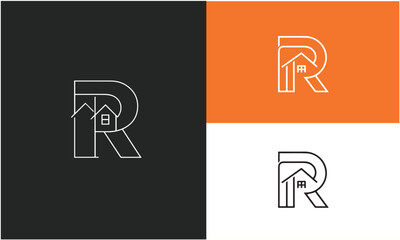Fototapeta premium A stylized letter R logo with a house incorporated into design