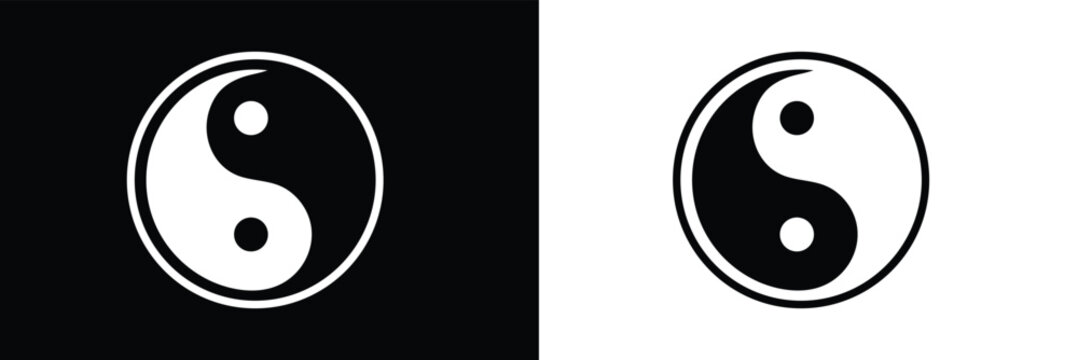 Yin yang symbol of harmony and balance. Flat style icon. Black on background vector illustration . EPS 10 