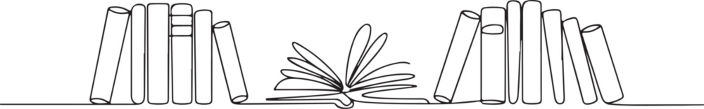 Open book with closed books illustration