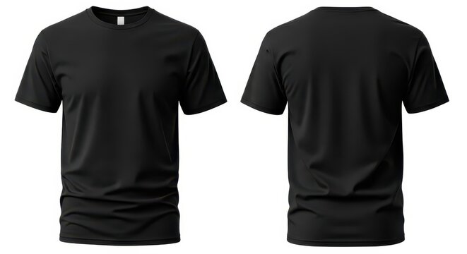 Black clothing garment shows both front and back views for design display.