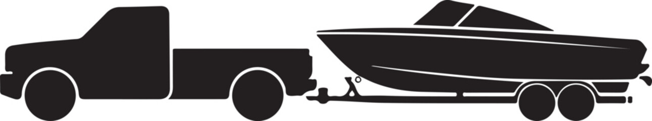 Truck towing a boat on trailer © Ranaart