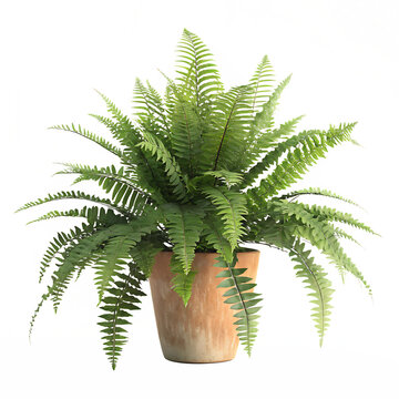 Boston fern plant in a terracotta pot