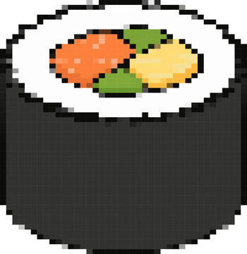 Pixel Art Sushi Roll Japanese Food Icon