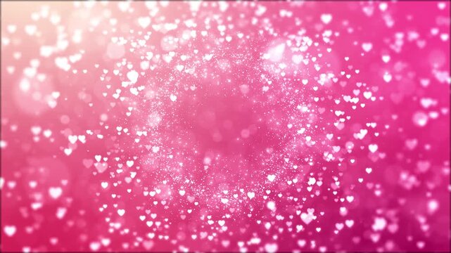 Pink heart bokeh background hearts, soft romantic blur, sparkling tunnel shape, dreamy festive mood. Valentine wedding invitations, love stories, greeting cards, beauty promos, and sweet overlays.