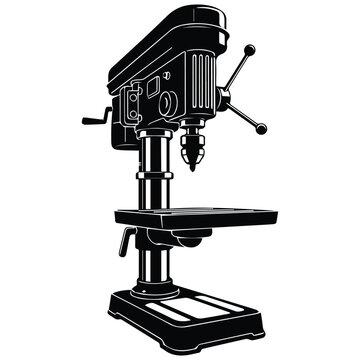Professional bench drill press machine silhouette icon for metalwork workshop
