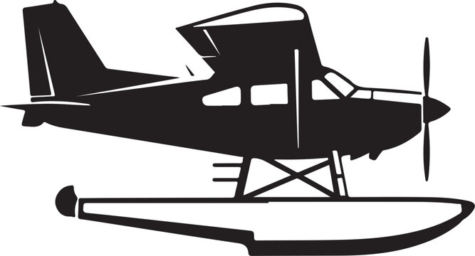 Seaplane, airplane, floatplane, black, vector, illustration, aircraft