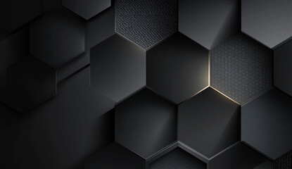 Fototapeta premium -black background with a hexagonal pattern, conveying a dark and luxurious concept. vector illustration design template for a banner or poste