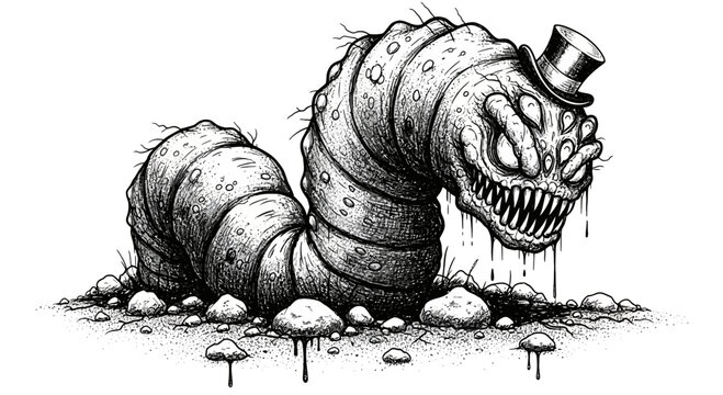 Monster Caterpillar Wearing Top Hat.
